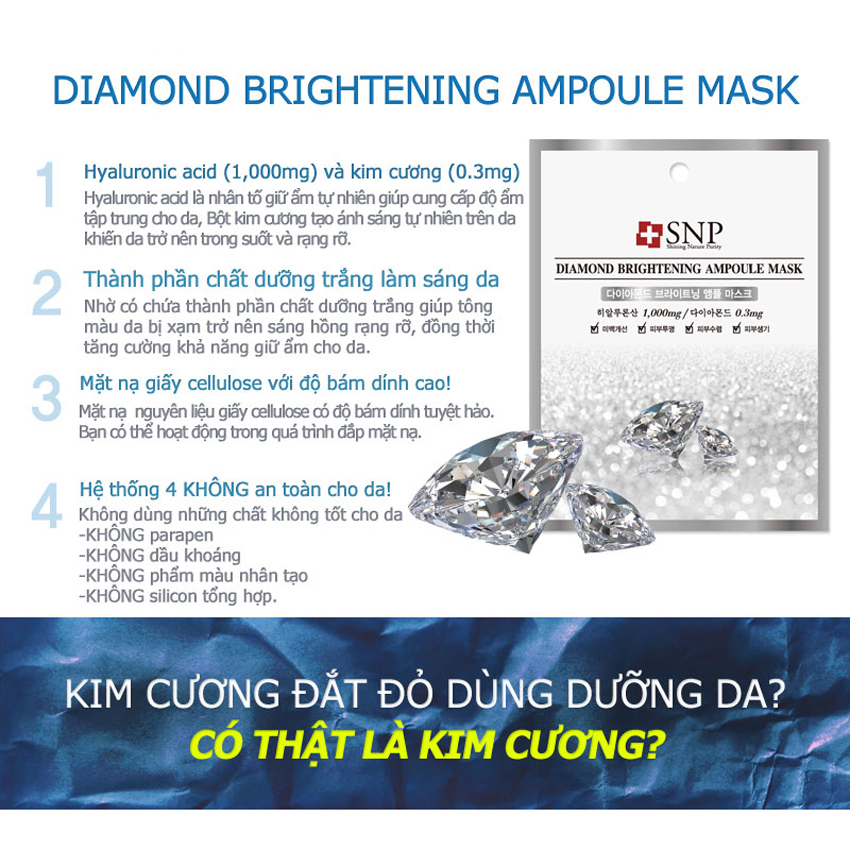 Mặt Nạ Dưỡng Chứa Tinh Chất Kim Cương SNP Diamond Brightening Ampoule Mask - SNP007 (25ml)