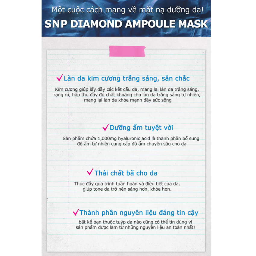 Mặt Nạ Dưỡng Chứa Tinh Chất Kim Cương SNP Diamond Brightening Ampoule Mask - SNP007 (25ml)