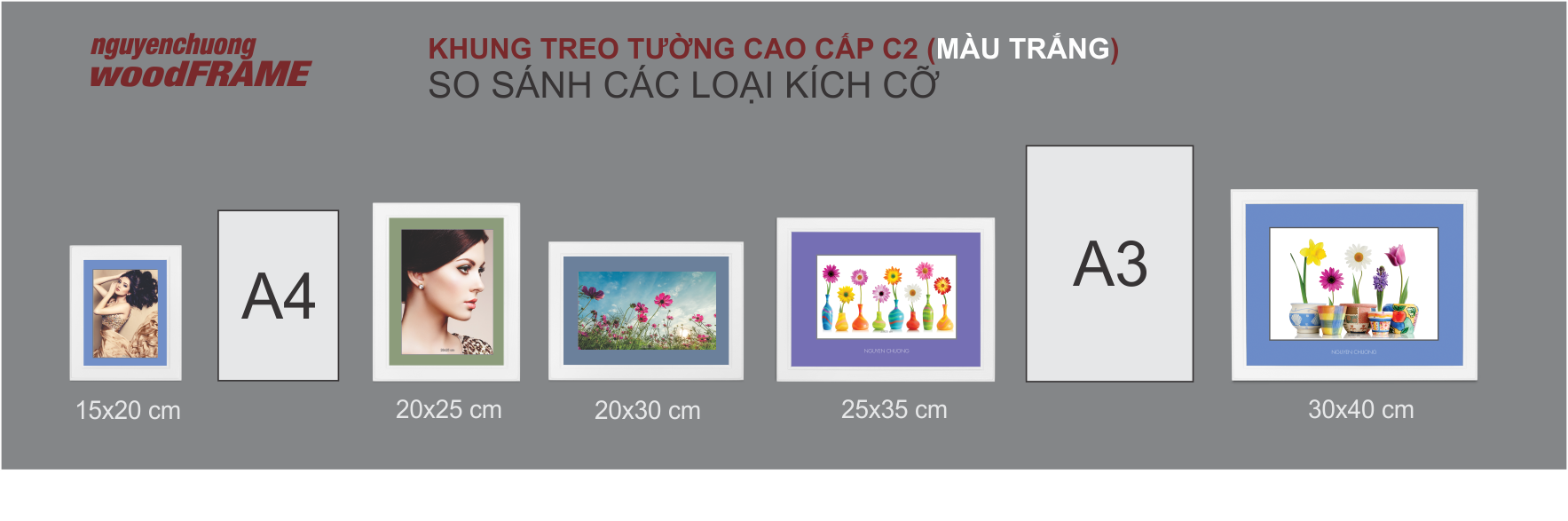 Khung Cao Cấp C2 (Màu Trắng) 20 x 25 cm