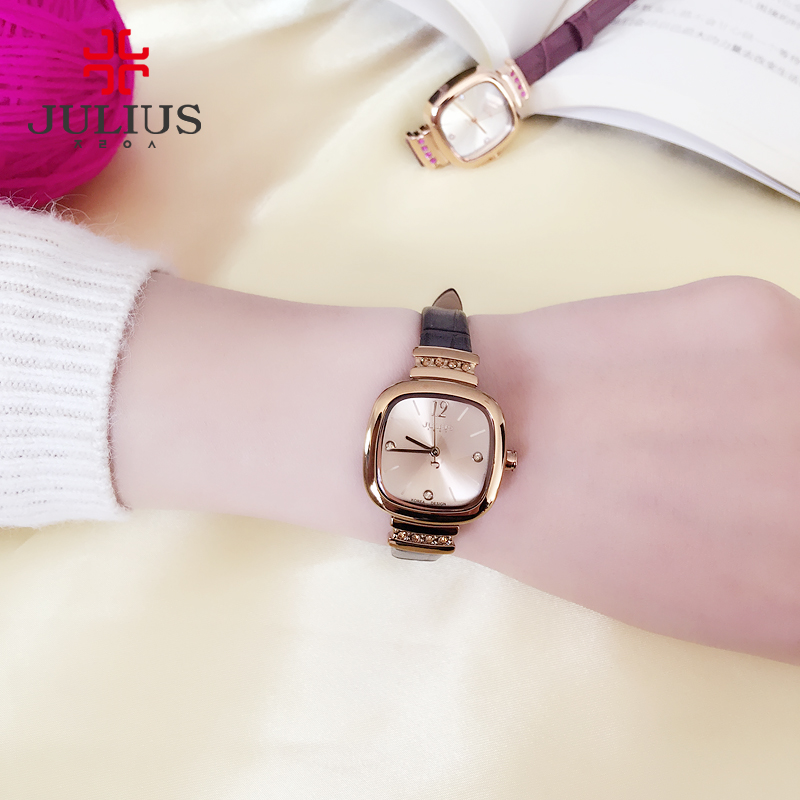 Đồng Hồ Nữ Julius Dây Da JA-863 - Xanh Đen