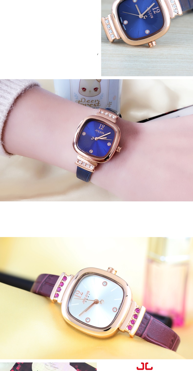 Đồng Hồ Nữ Julius Dây Da JA-863 - Xanh Đen