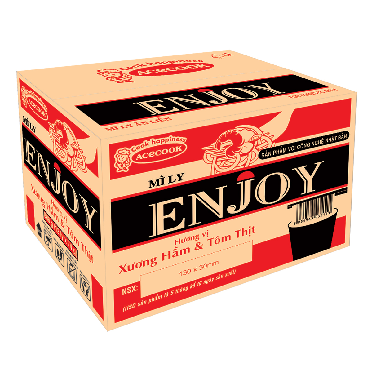 Mì Enjoy Vị Xương Hầm Và Tôm Thịt 77g thùng 12 ly