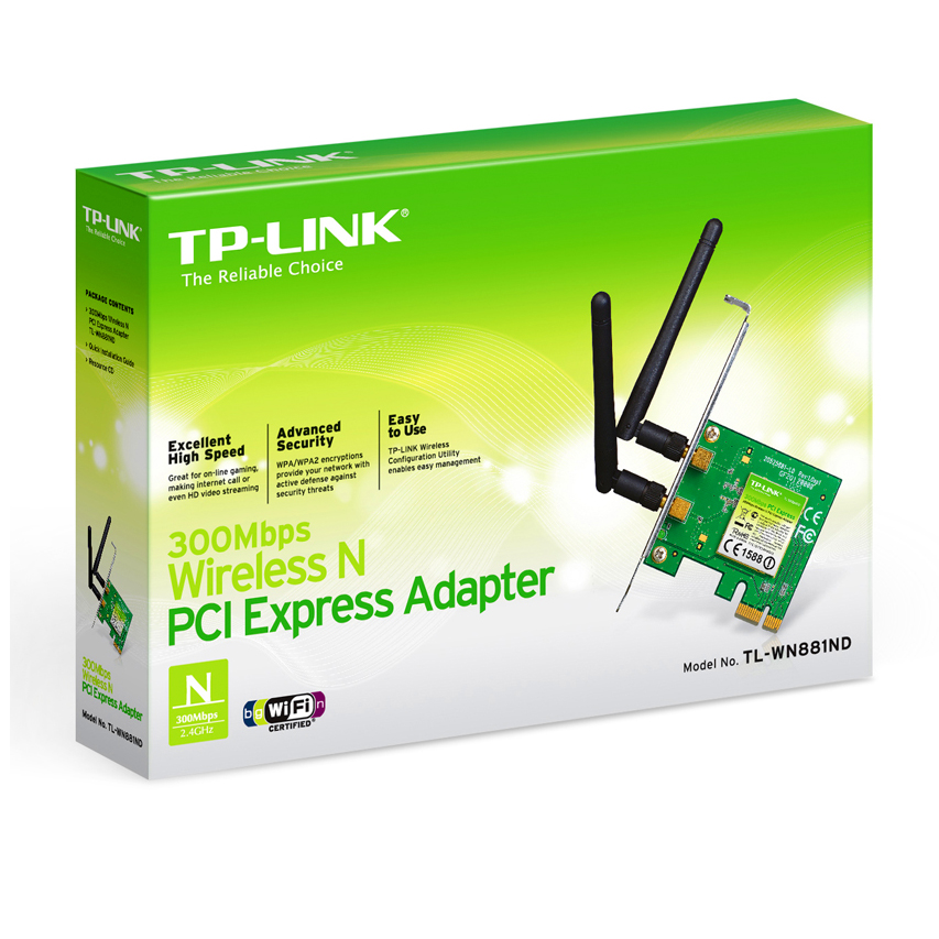 Bộ Chuyển Đổi Không Dây TP-Link TL-WN881ND PCI Express Chuẩn N 300Mbps - Hàng Chính Hãng