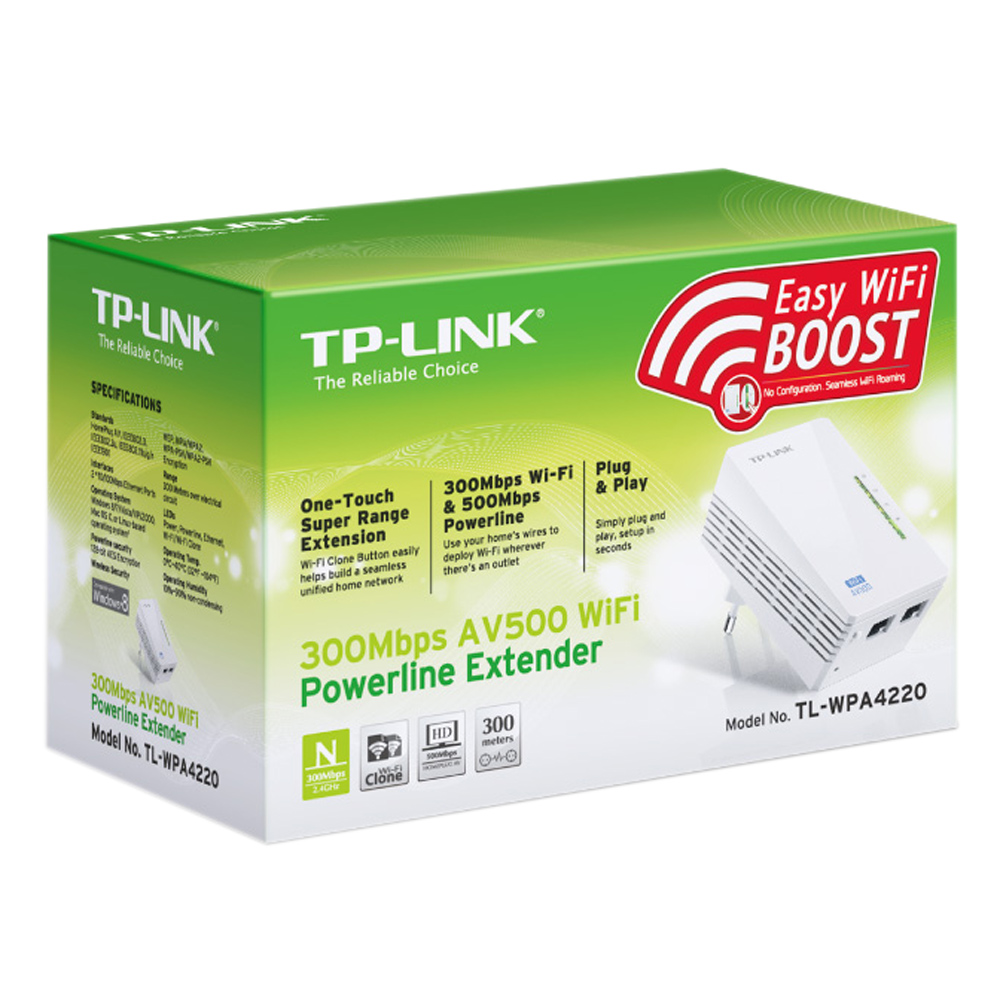 TP-Link TL-WPA4220 - Bộ Mở Rộng Internet Qua Đường Dây Điện AV500 Hỗ Trợ WiFi Tốc Độ 300Mbps - Hàng Chính Hãng
