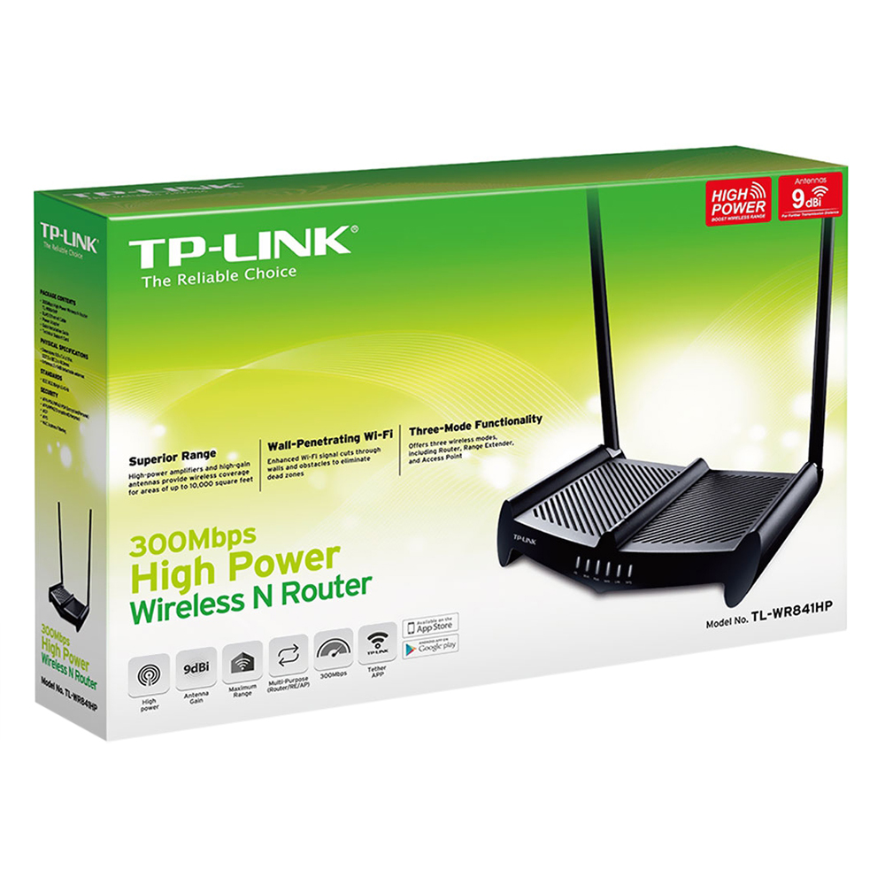 TP-Link  TL-WR841HP (Anten 9dbi *2) - Router Wifi chuẩn N 300Mbps công suất cao - Hàng Chính Hãng