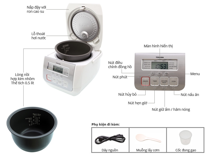 Nồi Cơm Điện Toshiba RC-5MS(WT) VN