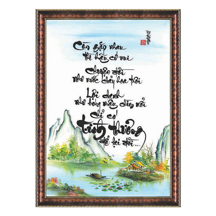Tranh Thư Pháp TÌNH THƯƠNG ĐỂ LẠI ĐỜI (TP_41X56-6) (41 x 56 cm) Thế Giới Tranh Đẹp