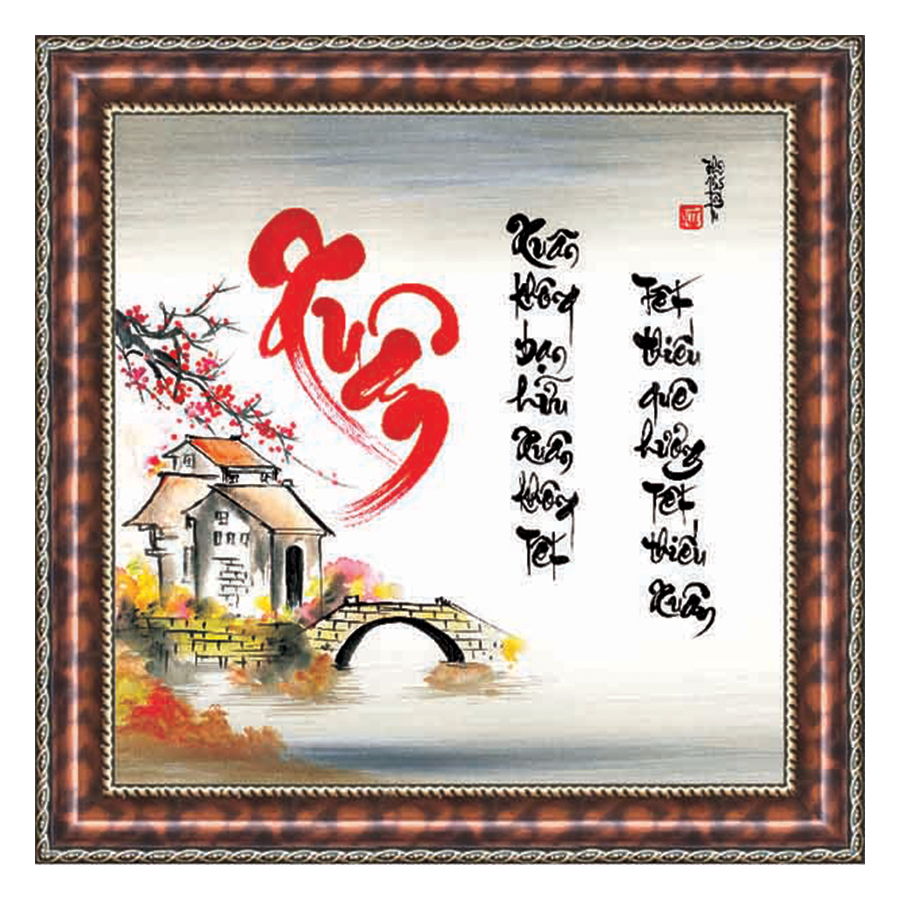 Tranh Thư Pháp HƯƠNG SẮC MÙA XUÂN V44-19 Thế Giới Tranh Đẹp
