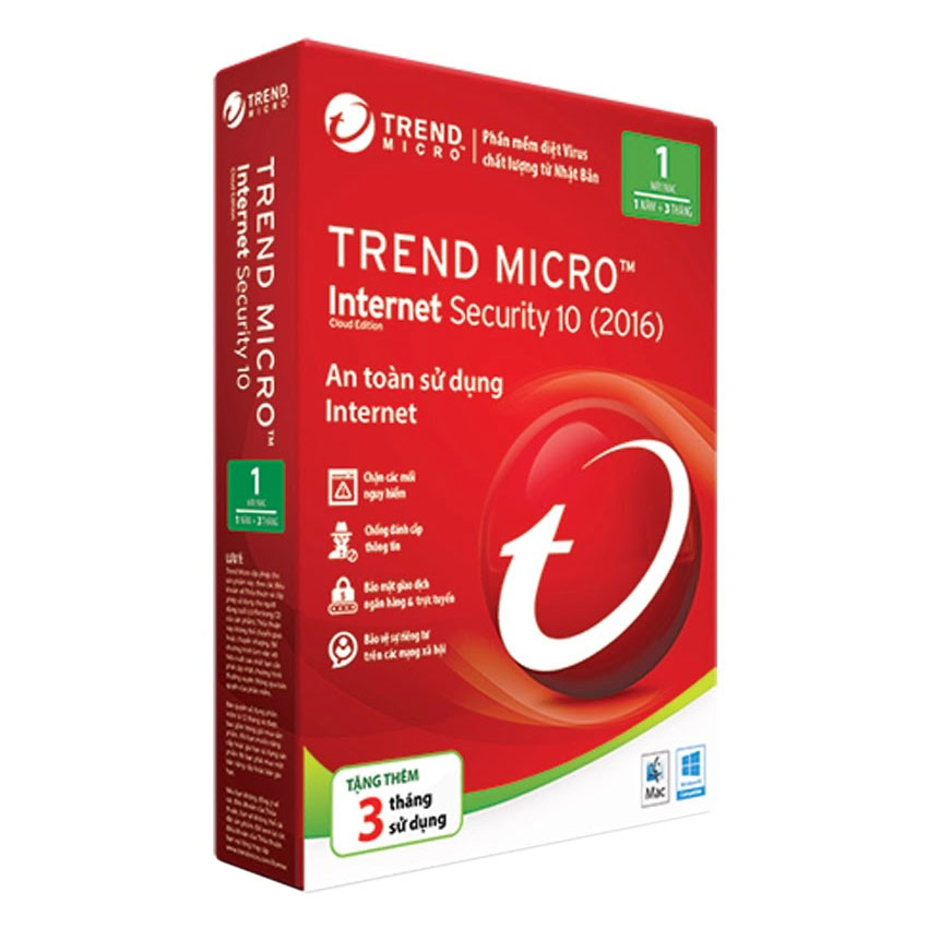 Phần Mềm Diệt Virus Trend Micro Internet Security 10 - Hàng chính hãng