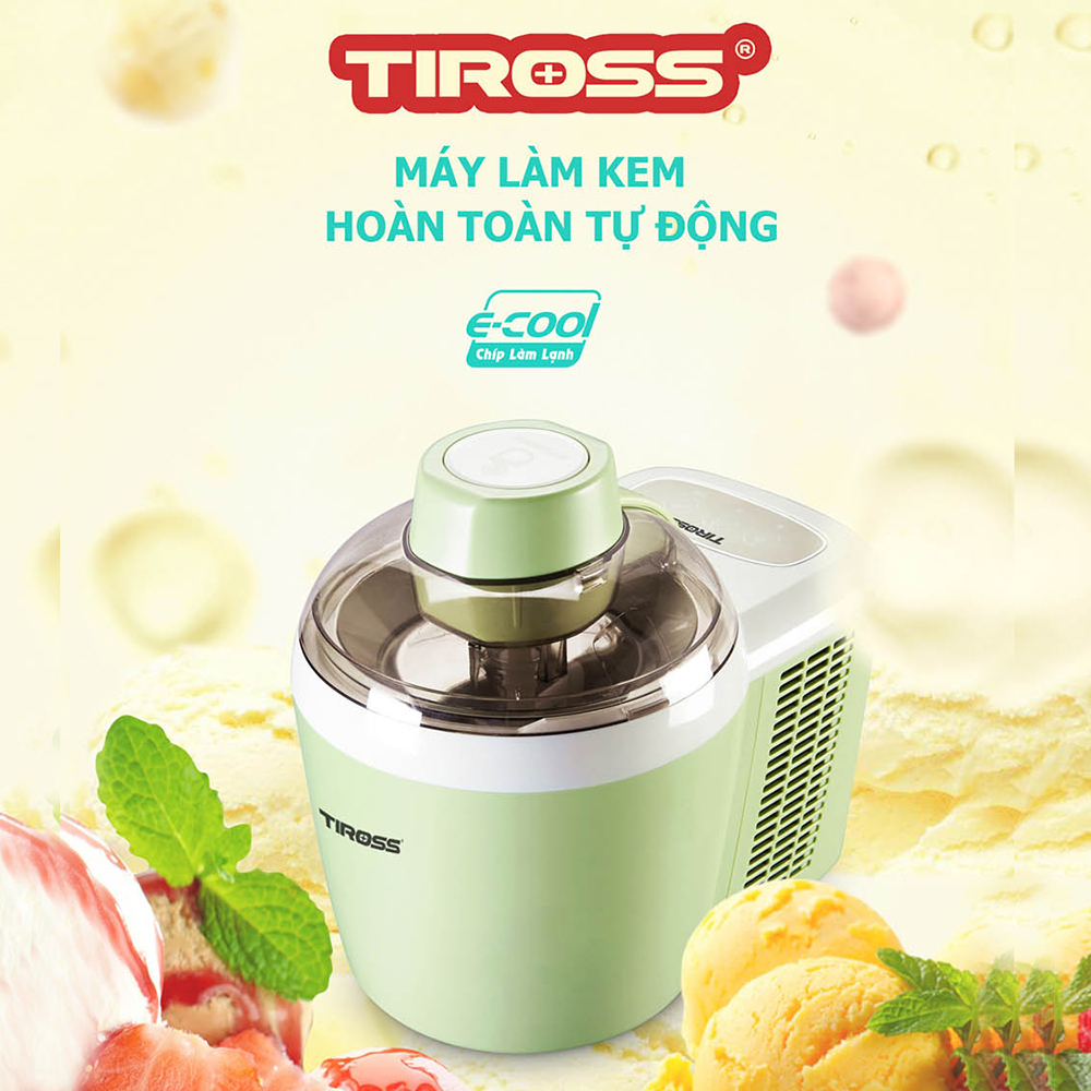 Máy Làm Kem Hoàn Toàn Tự Động Tiross TS9090 (Xanh) - Hàng Chính Hãng