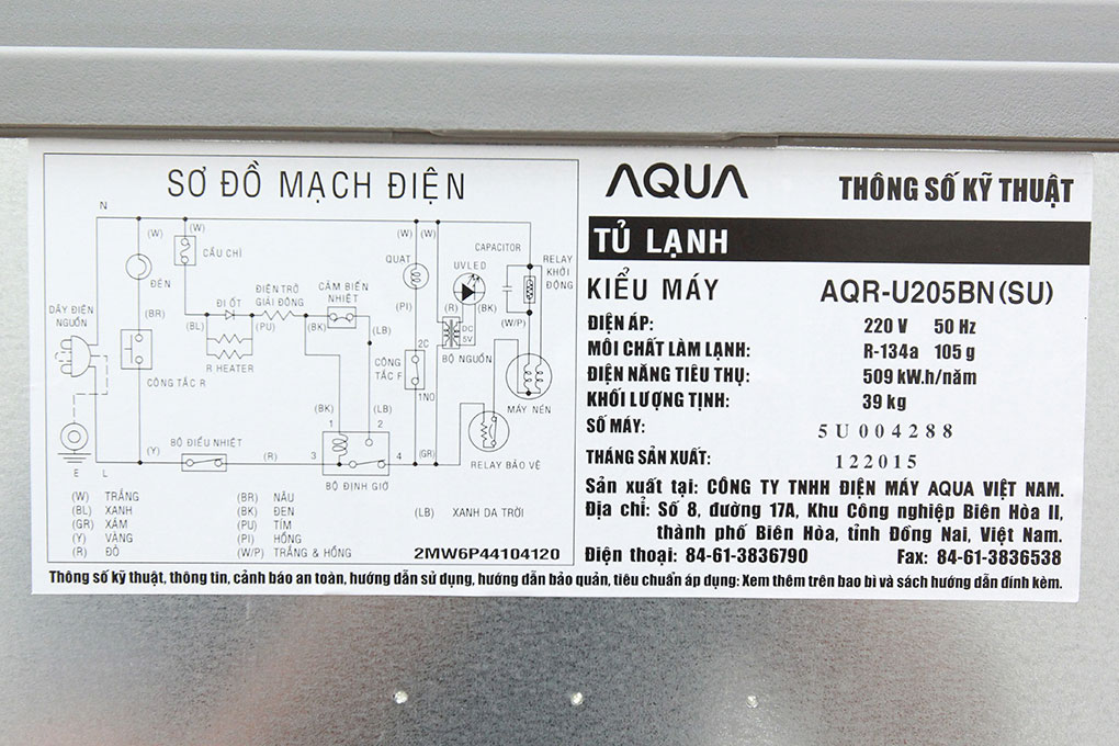 Tủ Lạnh Aqua AQR-U205BN (186L) - Hàng chính hãng