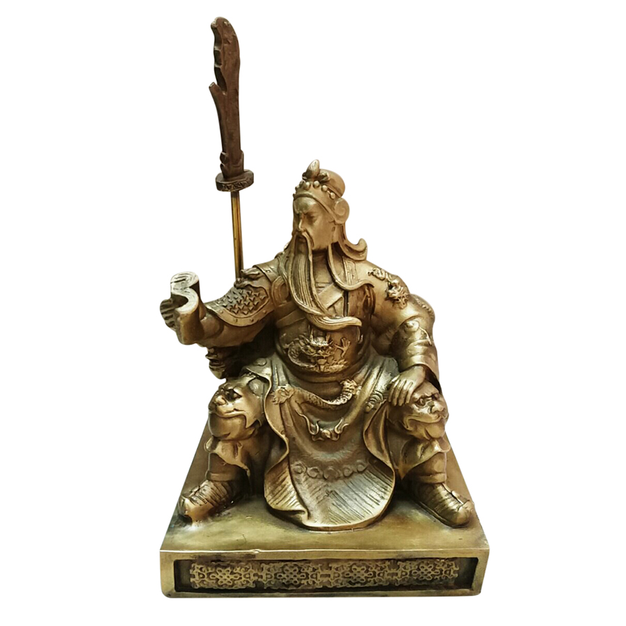 Tượng Quan Công Ngồi Đọc Sách Đồng Thau Hồng Thắng