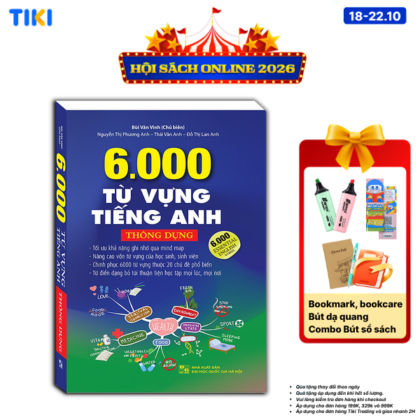 Sách 6000 Từ Vựng Tiếng Anh Thông Dụng Bìa Mềm