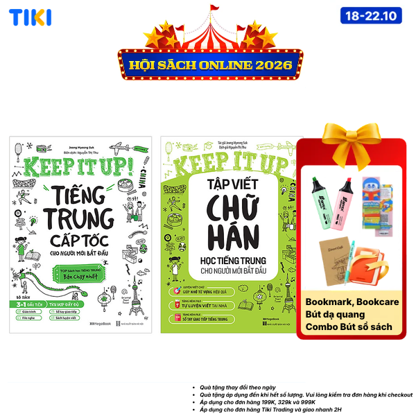 Combo 2 Cuốn Keep It Up - Học Tiếng Trung Cấp Tốc Và Tập Viết Chữ Hán Cho Người Mới Bắt Đầu