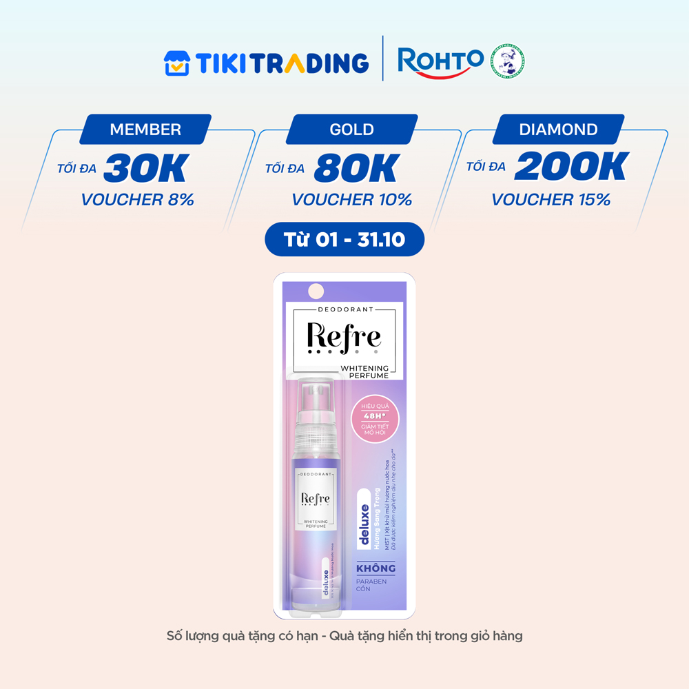 Xịt Khử Mùi Dưỡng Trắng Hương Nước Hoa Refre Whitening Deluxe Hương Sang Trọng 30ml