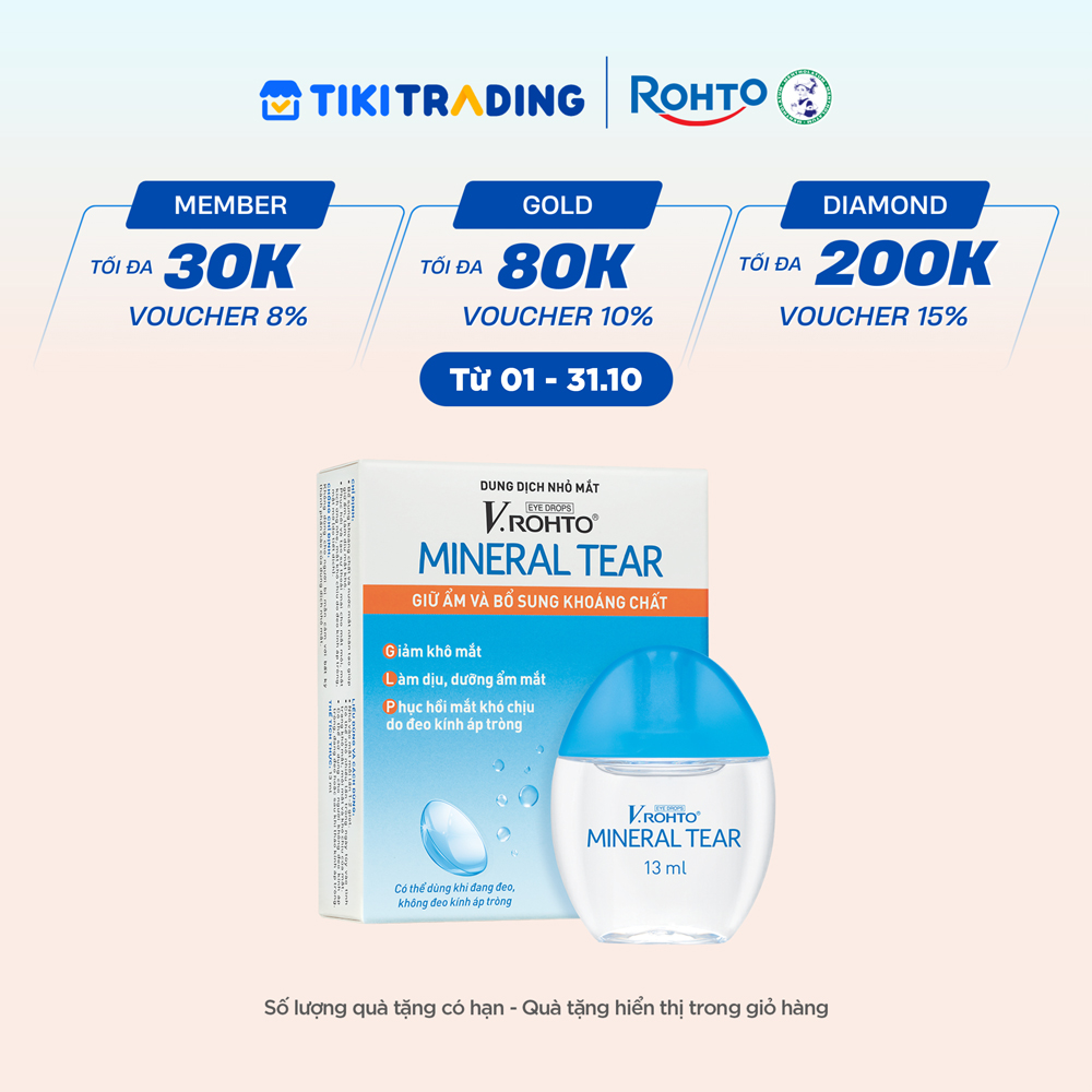 Nước nhỏ mắt giữ ẩm & bổ sung khoáng chất V.Rohto Mineral Tear 13ml
