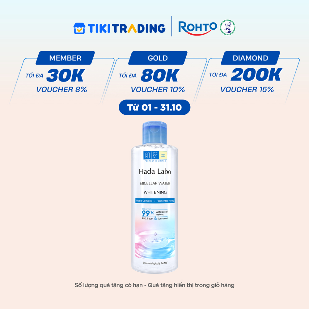 Nước tẩy trang sạch sâu dưỡng trắng Hada Labo Micellar Water Whitening 240ml