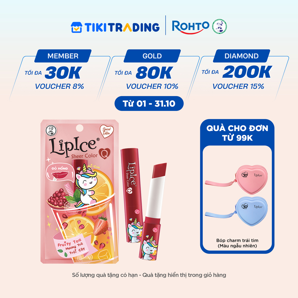 Son dưỡng có màu hiệu chỉnh sắc môi tự nhiên LipIce Sheer Color Q 2.4g Trà Trái Cây - Đỏ Hồng