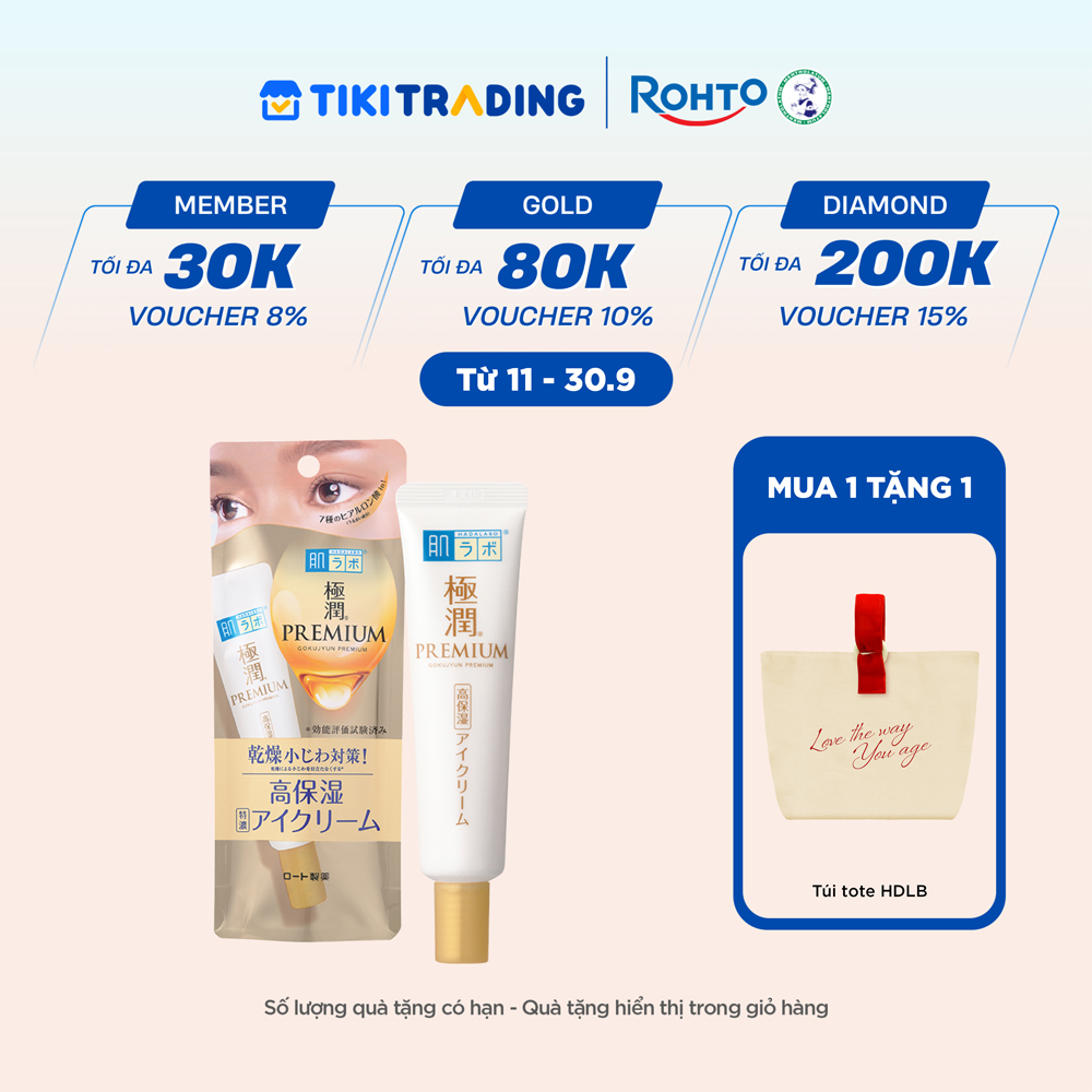 Kem dưỡng mắt Hada Labo cấp ẩm cao cấp Hada Labo Gokujyun Premium Hyaluronic Eye Cream 20g