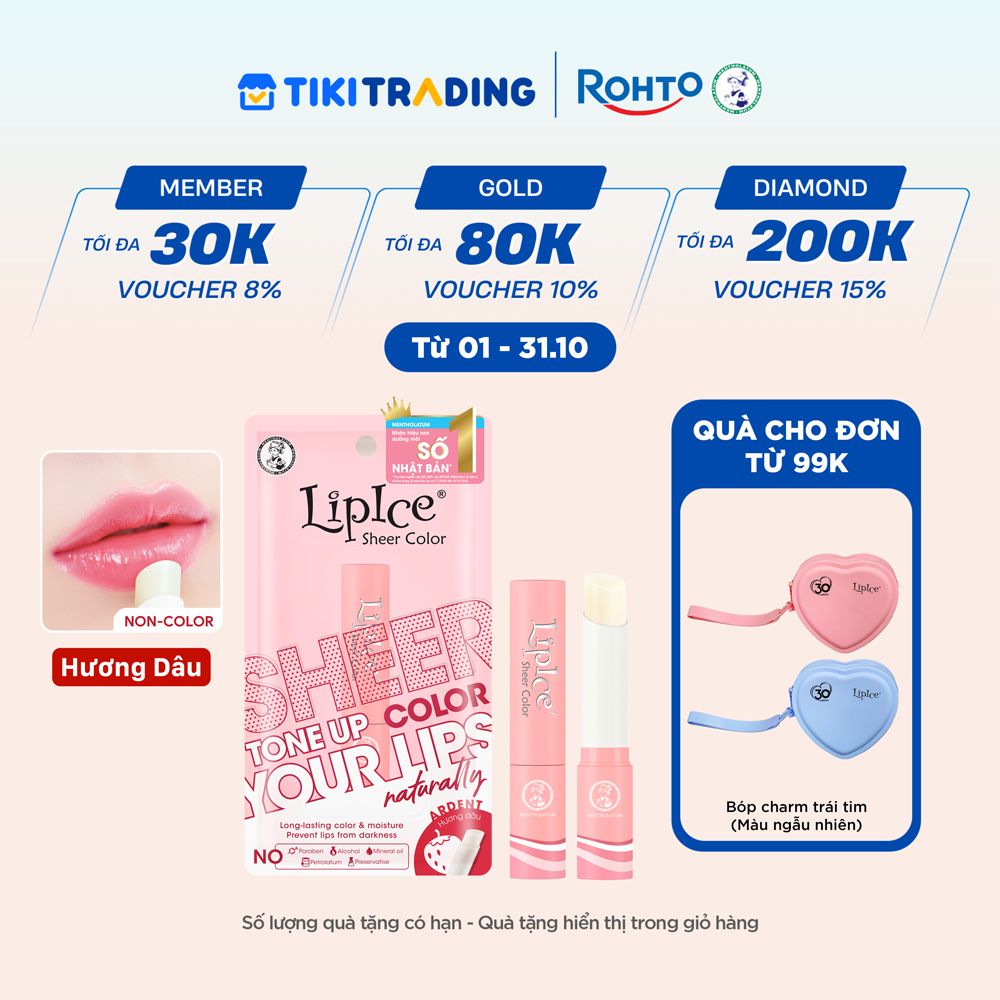 Son dưỡng môi hiệu chỉnh ửng hồng tự nhiên Lipice Sheer Color Hương Dâu (Ardent) 2.4g