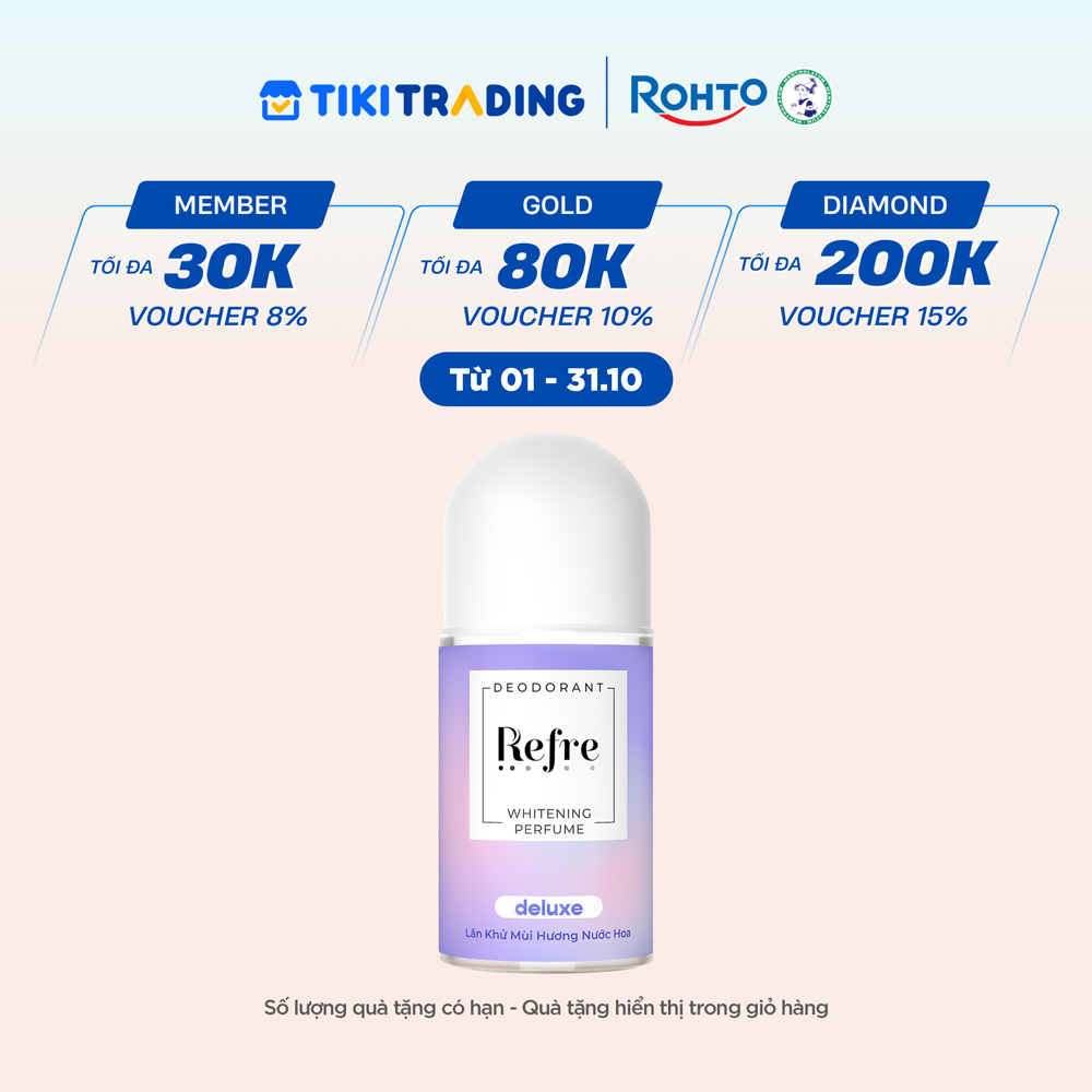 Lăn Khử Mùi Dưỡng Trắng Hương Nước Hoa Refre Whitening Deluxe Hương Sang Trọng 40ml