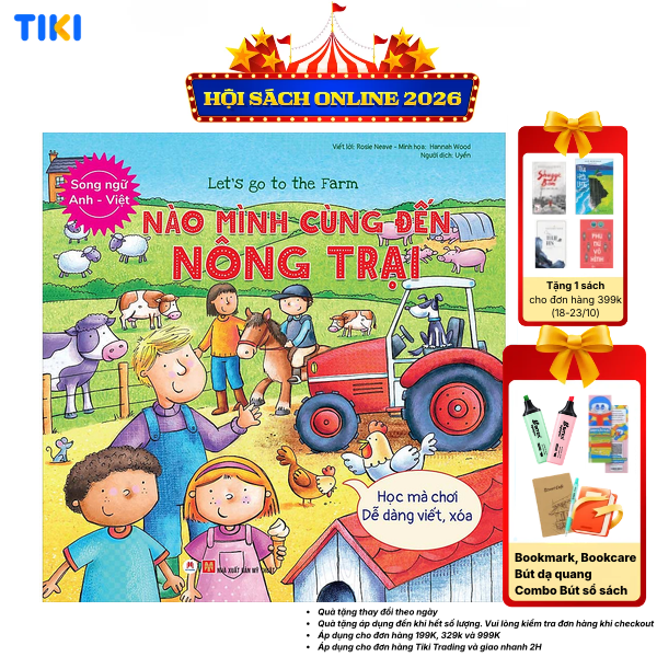Sách LetS Go To The Farm - Nào Mình Cùng Đến Nông Trại Học Mà Chơi - Dễ Dàng Viết Xóa Song Ngữ Anh - Việt