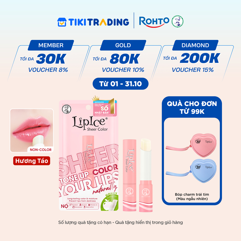 Son dưỡng môi không màu chuyển kem mịn LipIce Creamy Hương Táo Apple 4.3g