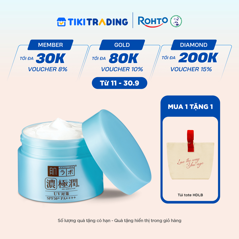 Kem dưỡng ẩm chống nắng ban ngày dạng gel Hada Labo Koi-Gokujyun UV White Gel SPF50+ PA++++ 90g