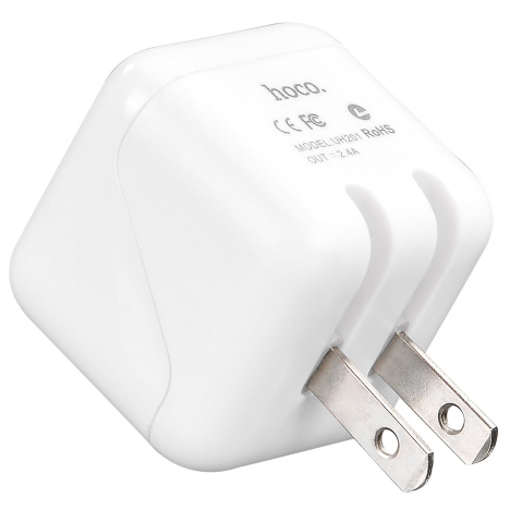 Adapter Sạc Hoco UH201 White 2 Cổng USB - Hàng Chính Hãng