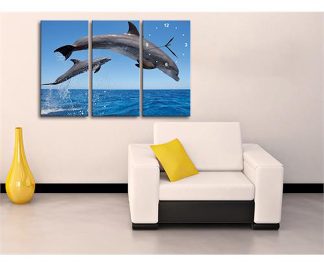 Đồng hồ tranh Cá heo và biển Vicdecor DHT0124