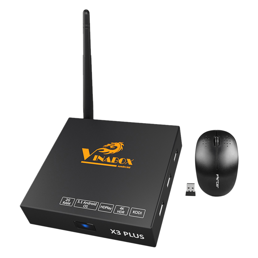 Android TV Box Vinabox X3 Plus - Đen Và Chuột Không Dây - Hàng Chính Hãng