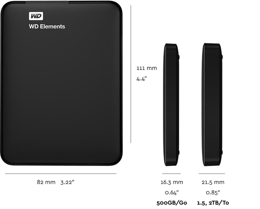 Ổ Cứng Di Động WD Elements 2TB 2.5 USB 3.0 - WDBU6Y0020BBK - Hàng chính hãng