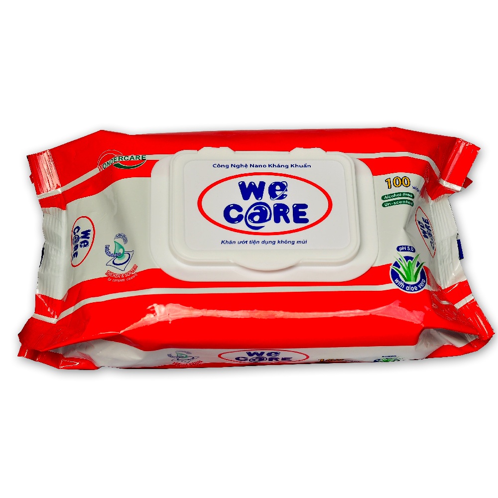 Khăn giấy ướt không mùi We Care - 100 tờ