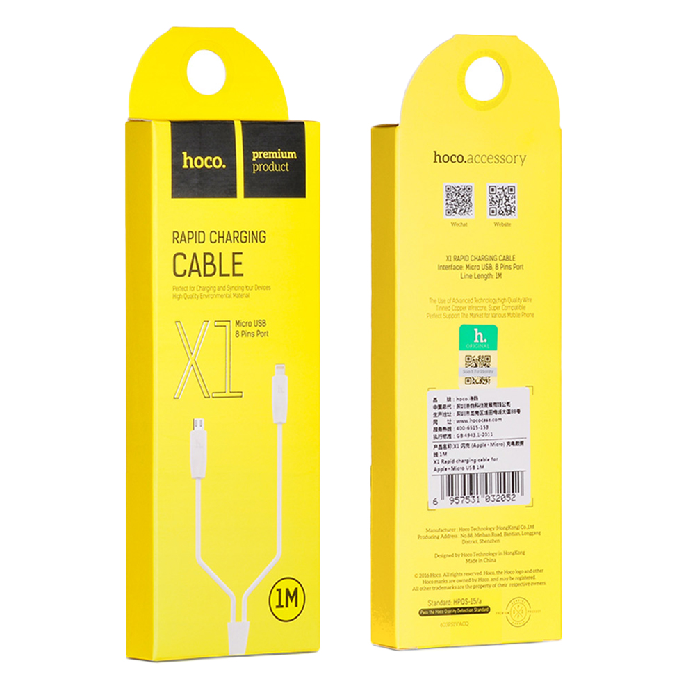 CÁP SẠC 2 ĐẦU LIGHTNING VÀ MICRO USB HOCO X1
