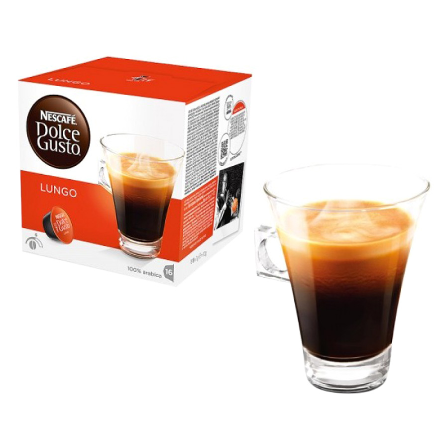 Hộp 16 Viên Nén Cà Phê Rang Xay Nescafe Dolce Gusto - Lungo 112g