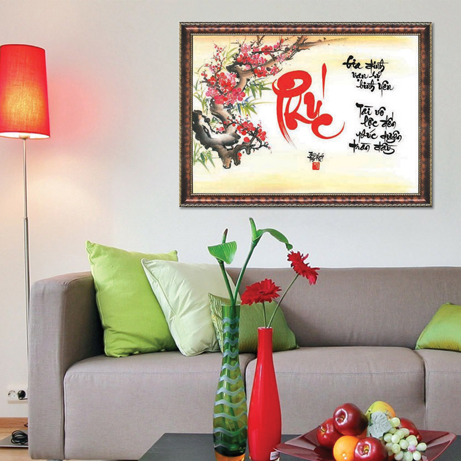 Tranh Thư Pháp PHÚC DUYÊN TRÀN ĐẦY (TP_41X56-3) (41 x 56 cm) Thế Giới Tranh Đẹp