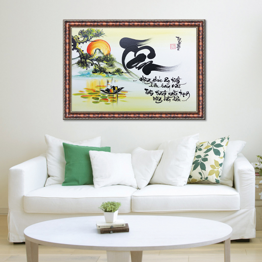 Tranh Thư Pháp CHỮ TÂM Ý NGHĨA (TP_41X56_30) (41 x 56 cm) Thế Giới Tranh Đẹp