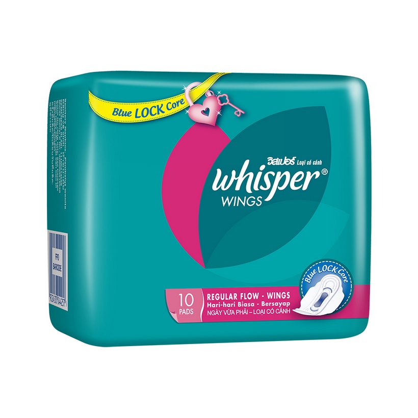 Băng Vệ Sinh Whisper Wings Có Cánh Ngày Vừa (Gói 10 Miếng)