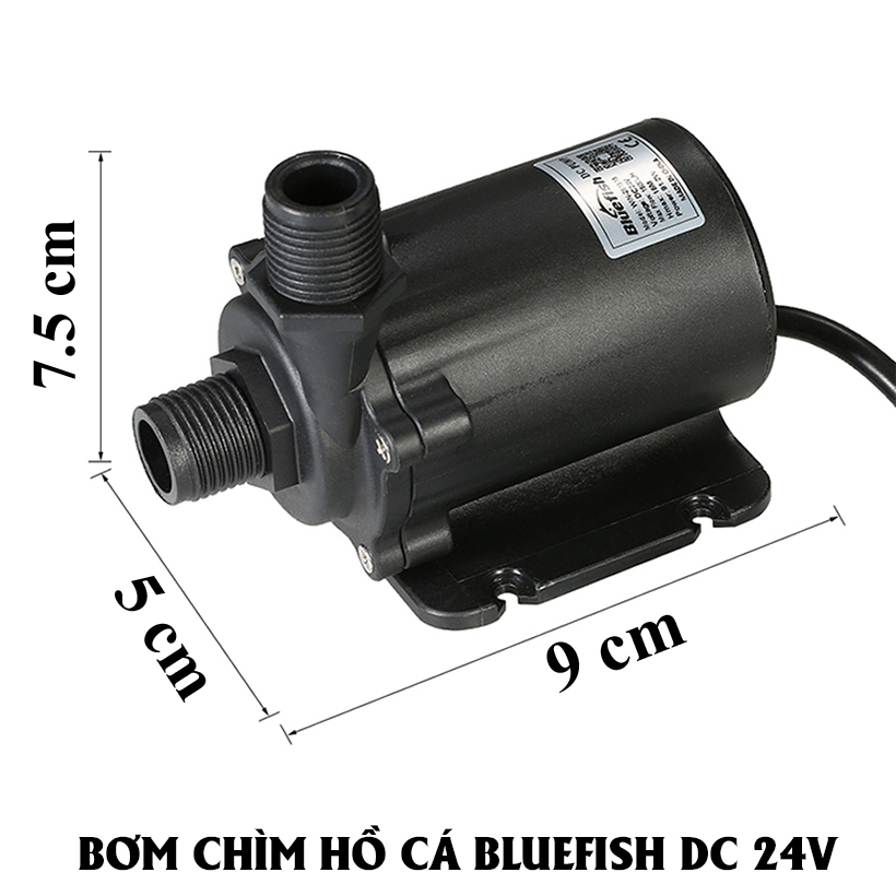 BƠM CHÌM HỒ CÁ BLUEFISH LOẠI NHỎ (24V DC) GIÁ THANH LÝ (1 bộ bao gồm 1 bơm chìm và 1 bộ AC chuyển đổi dòng điện) thích hợp sử dụng cho bể cá, hệ thống thuỷ canh, hồ thuỷ sinh nhỏ...