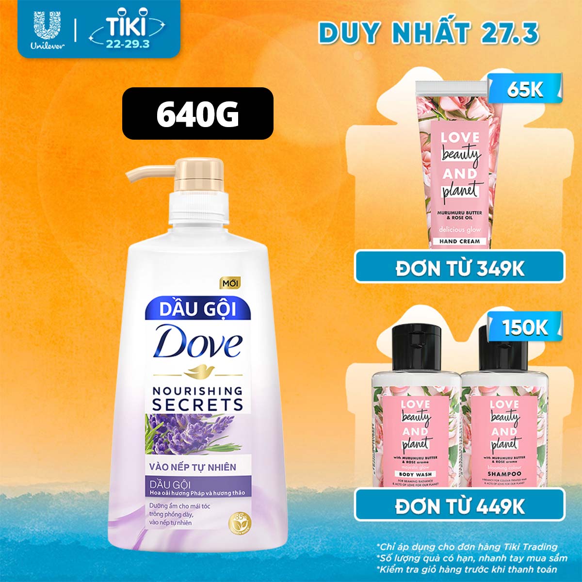 Dầu Gội Dove Vào Nếp Sống Động Tự Nhiên (640)g