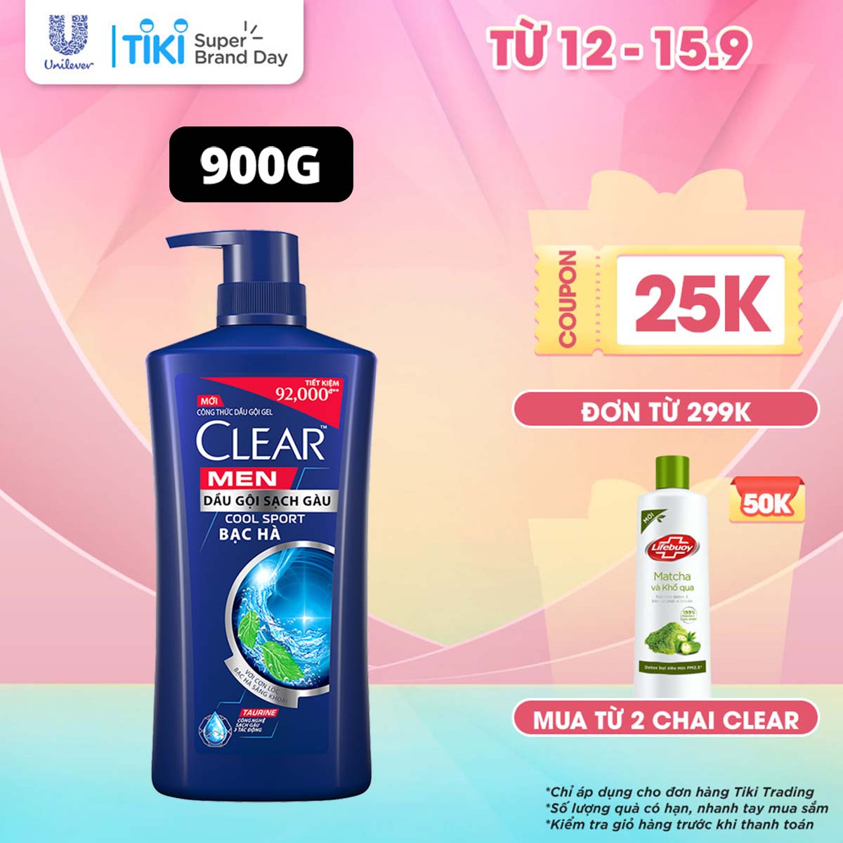 Dầu Gội Đầu Clear Men Cool Sport Dầu Gội Bạc Hà Mát Lạnh Cực Đỉnh Suốt Ngày Dài Đánh Bay Gàu, Ngứa &amp; Vi Khuẩn 900g