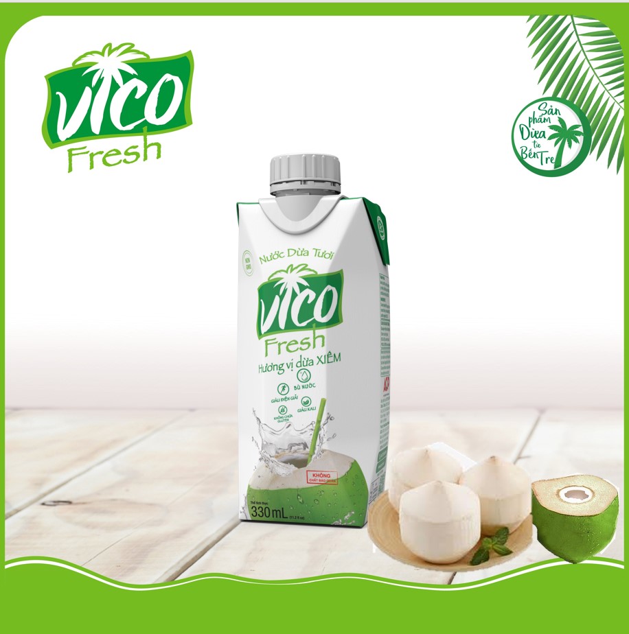 Thùng 24 hộp Nước dừa xiêm VICO FRESH (330ml / hộp)