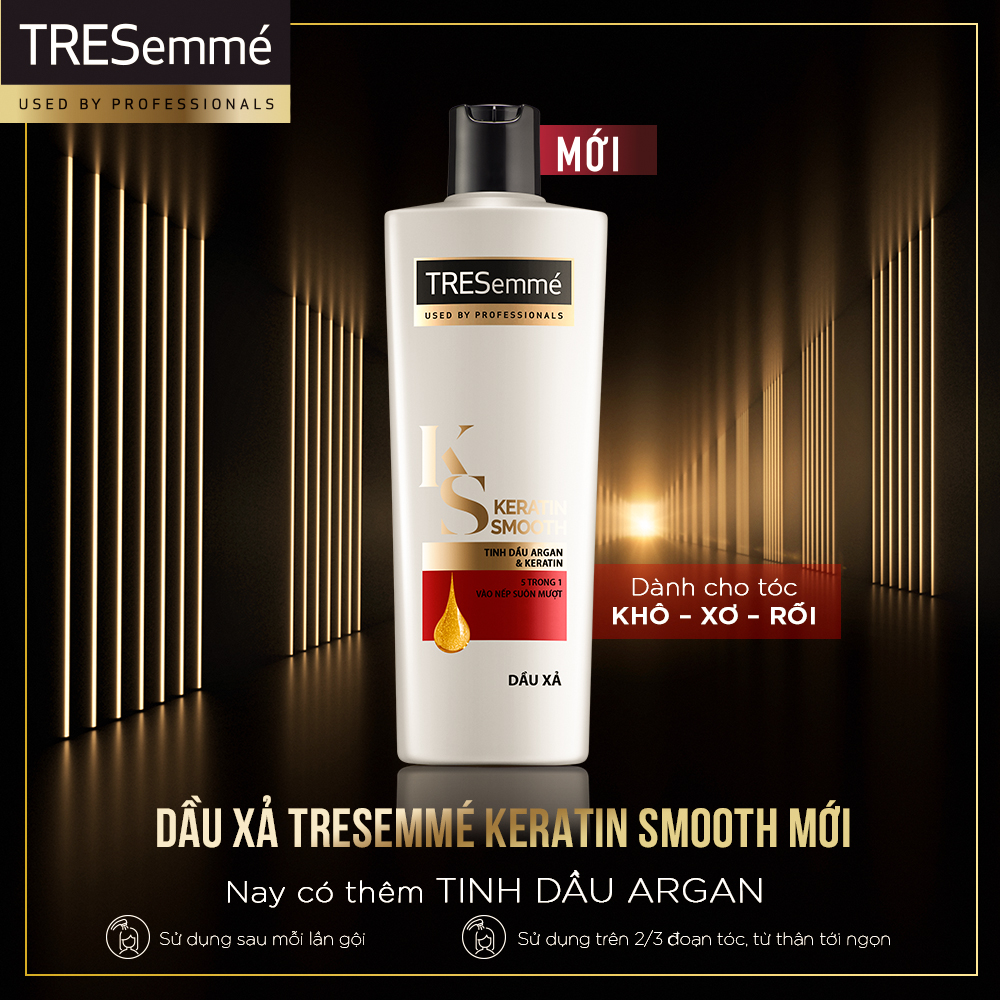 Dầu Xả Tresemmé Keratin Smooth Tinh Dầu Argan Và Keratin Vào Nếp Suôn Mượt (340g)