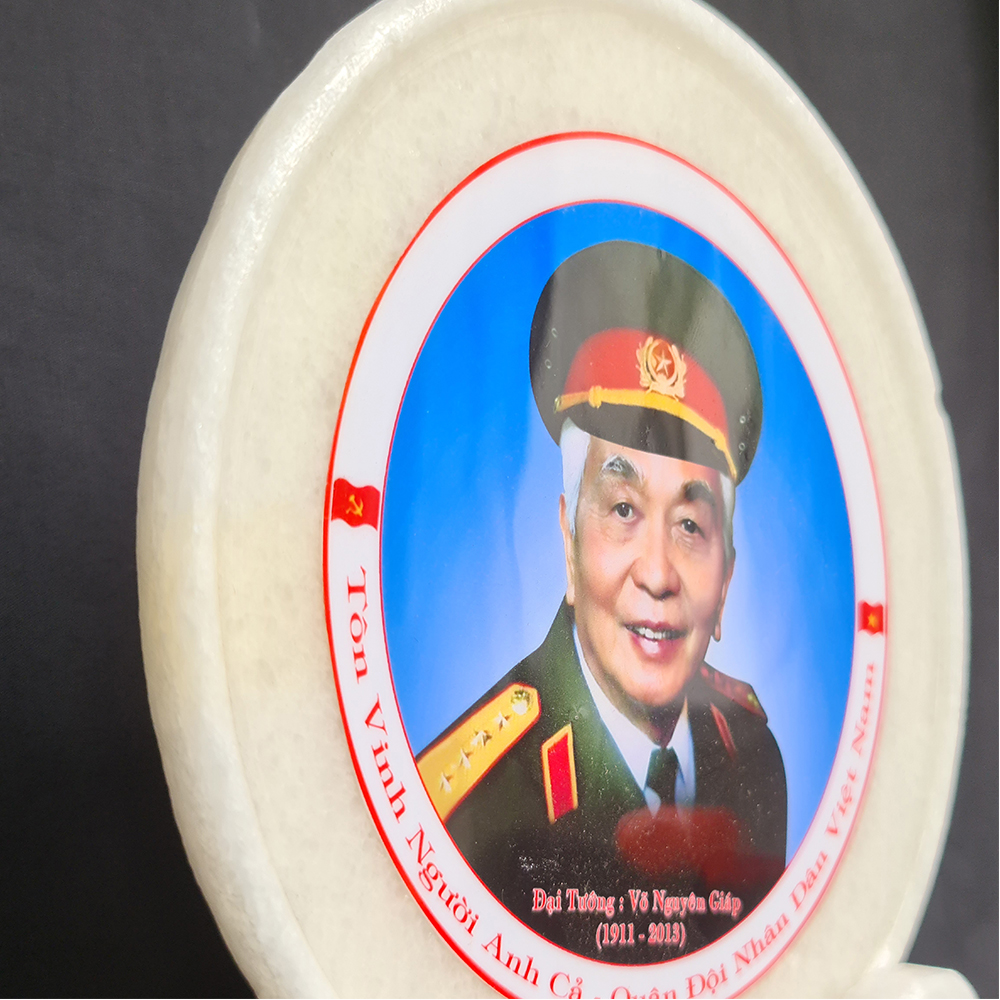 Đĩa Đá Trắng In Hình Đại Tướng Võ Nguyên Giáp - Mx