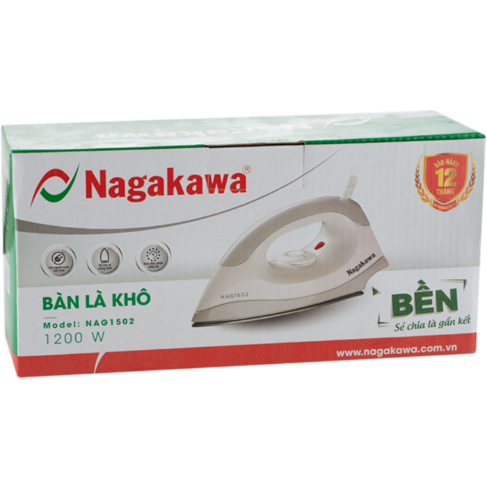 Hình ảnh Bàn Ủi Khô Nagakawa NAG1502 (1200W) - Màu Ghi - Hàng Chính Hãng