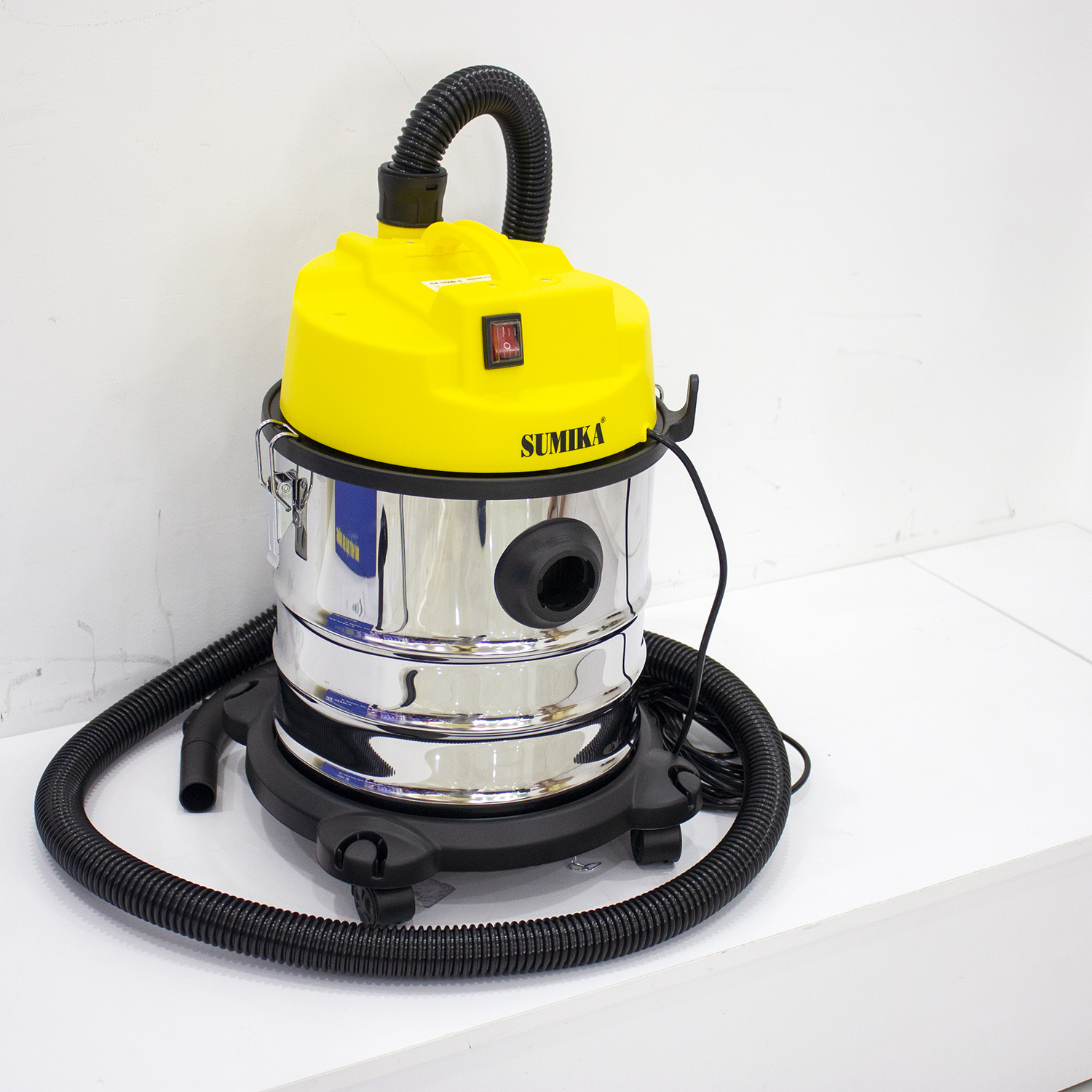 Máy hút bụi gia đình Sumika K20A, Màu Vàng, 20L, 1500W, hút nước, hút bụi, thổi bụi, dây điện dài 10m, thùng chứa Thép không gỉ - Hàng chính hãng