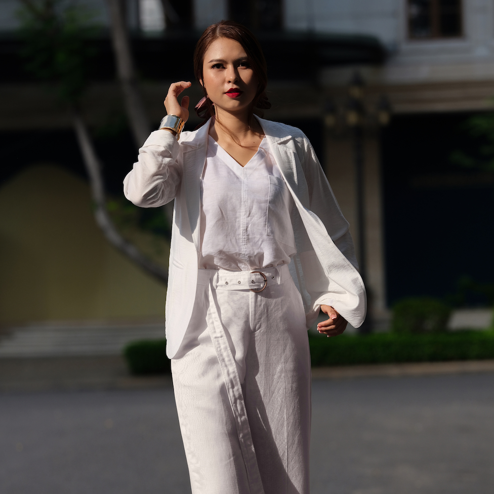 Áo Khoác Blazer Hity TOP125 Linen (Trắng Kim Cương