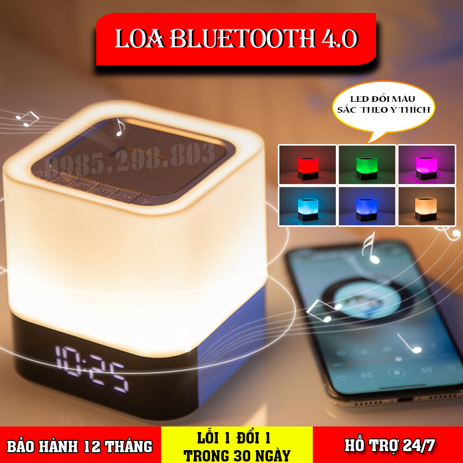 Loa Bluetooth không dây MuSky DY-28P đèn LED thông minh nháy theo nhạc, đổi màu đồng hồ báo thức âm Bass mạnh nghe nhạc công suất lớn hát karaoke vi tính phù hợp dã ngoại ngoài trời tương thích với điện thoại, máy tính Pin 4000mAh