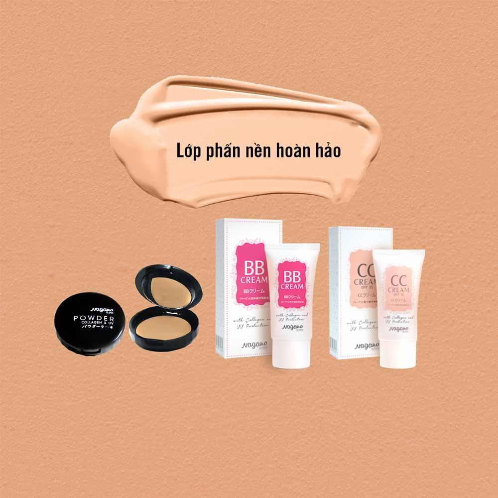 Kem Nền BB Collagen Nagano 20ml - BB Cream 20ml - Chứa chất chống nắng với chỉ số SPF35 bảo vệ da, Collagen giúp dưỡng ẩm và nuôi dưỡng da