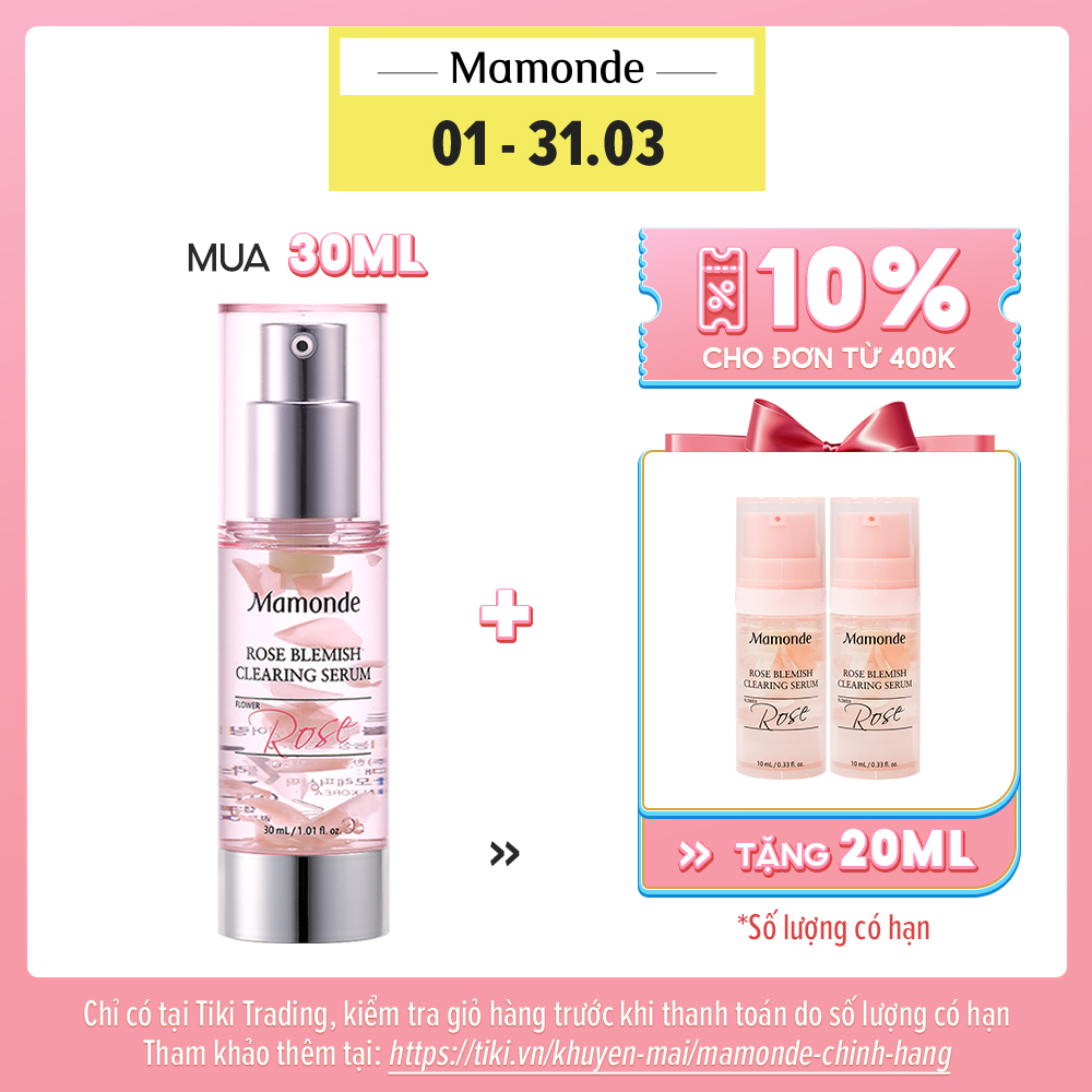 Tinh Chất Hoa Hồng Dưỡng Sáng Mamonde Rose Blemish Clearing Serum 30ml + 20ml